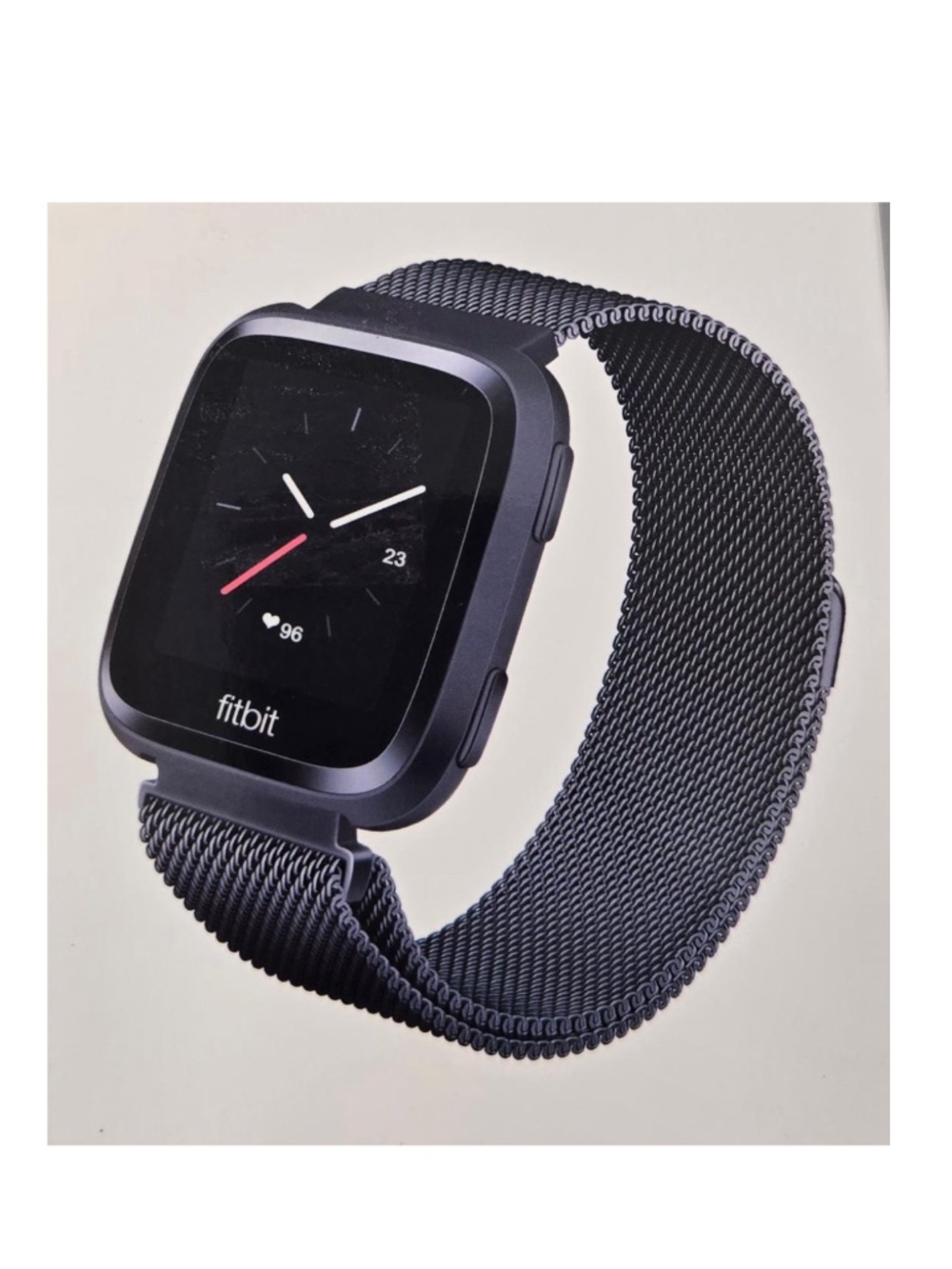 New Withit FitBit Versa Watch Band Stainless Steel Metal Graphite Black Mesh NWT